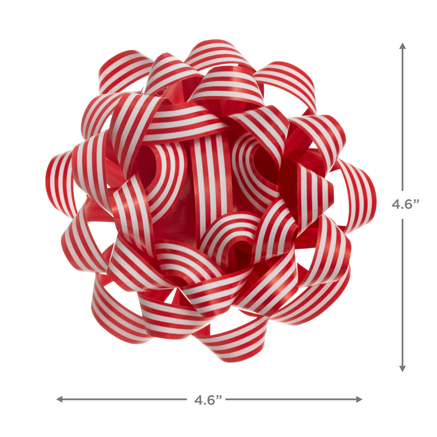 Red and White Striped Paper Gift Bow measurement image number 3