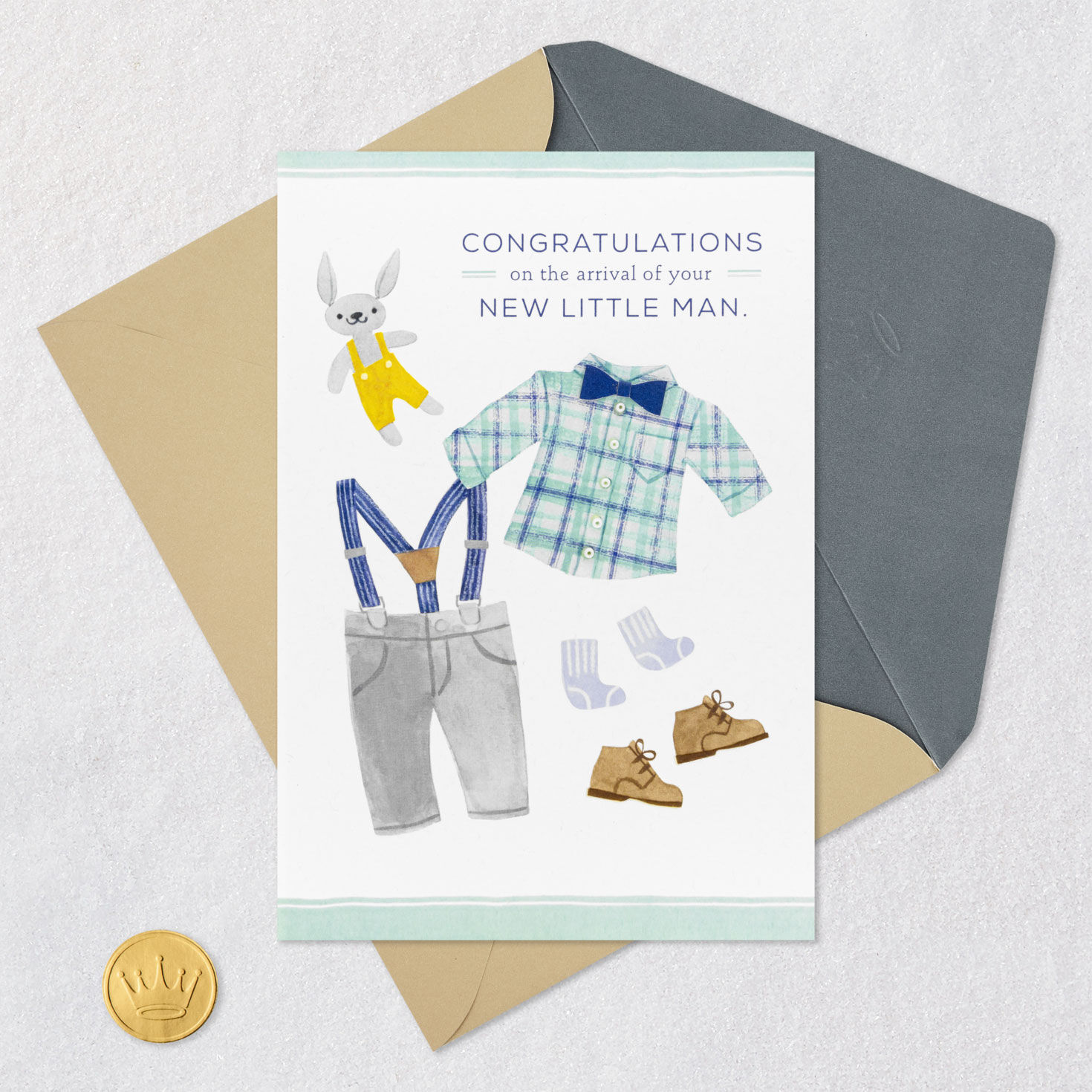 Bunny and Clothes New Baby Boy Card  image number 6