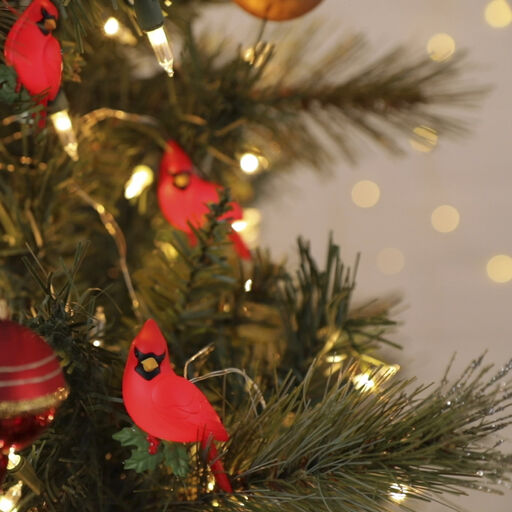 Decorative Cardinals 10-Light Christmas String Lights, 10', 