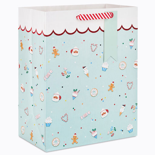 13" Sweet Treats on Mint Large Christmas Gift Bag, 
