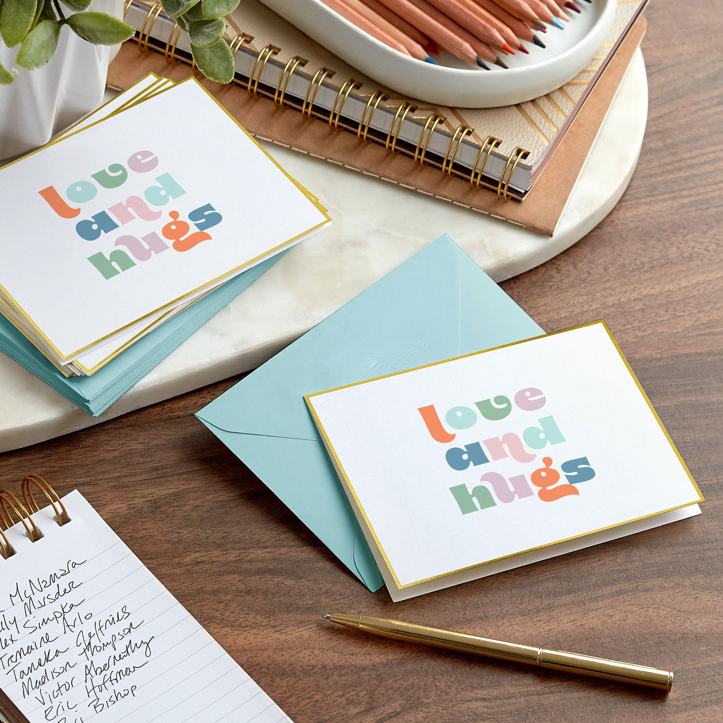 Mod Lettering Love and Hugs Blank Note Cards Pack  image number 7