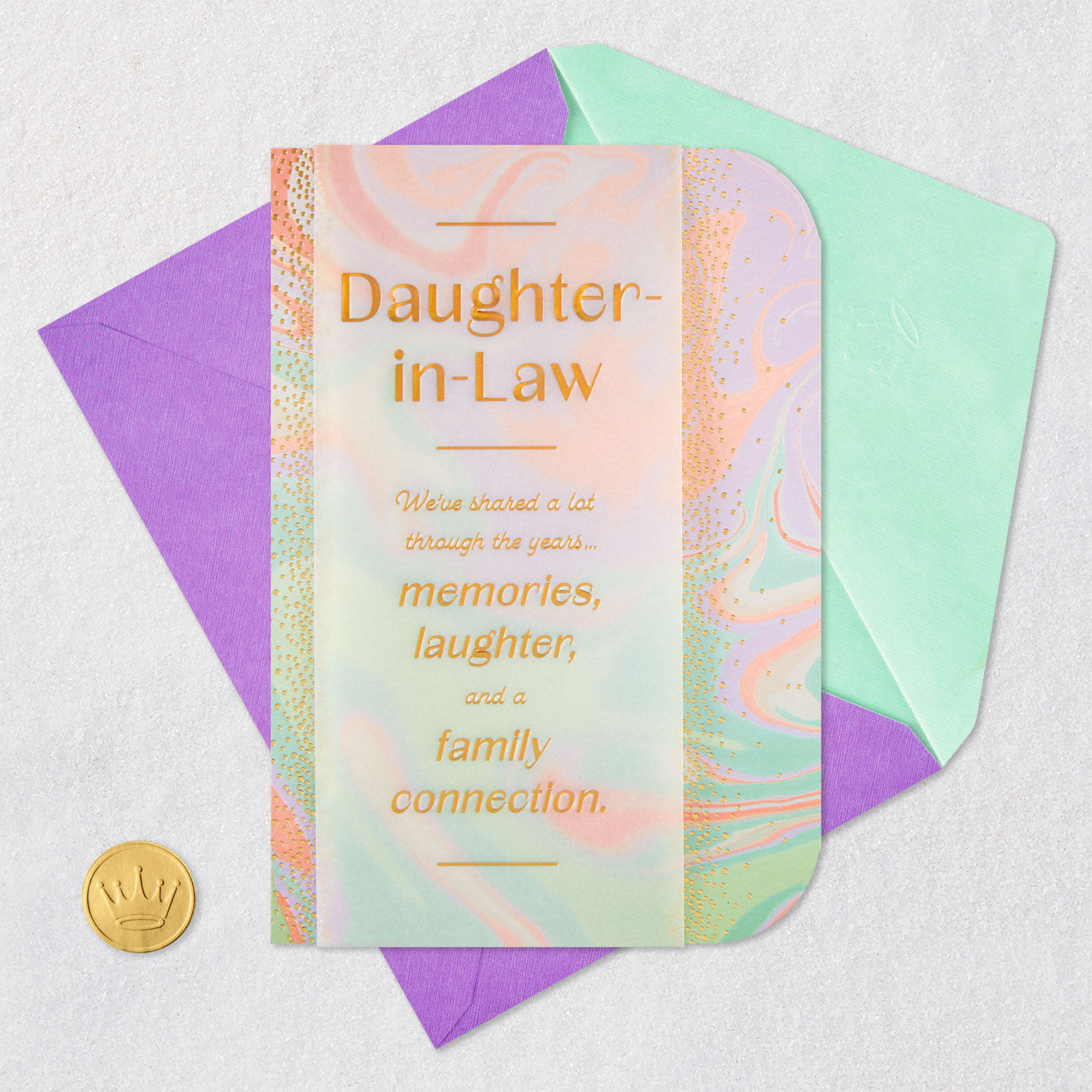 Marbled Paint Birthday Card for Daughter-in-Law Card Front with Envelope and Gold Seal image number 5