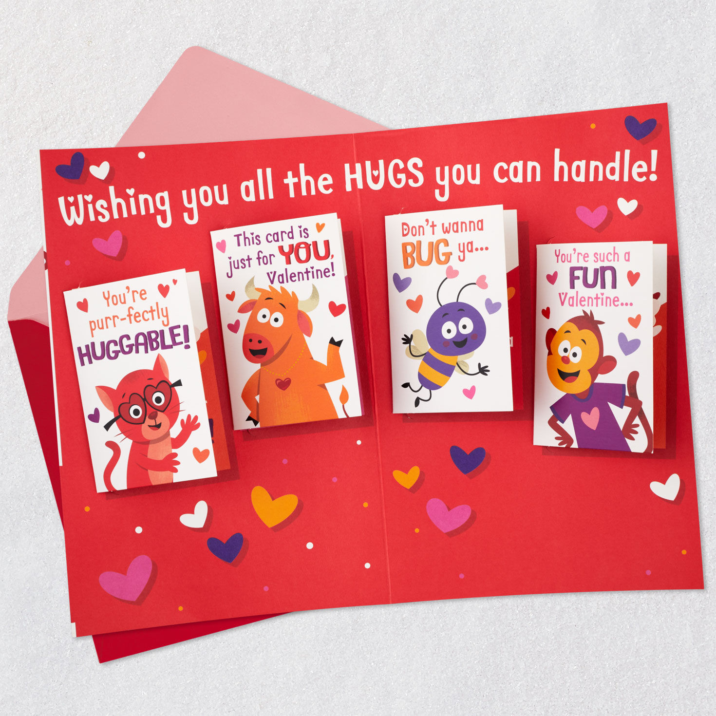 Animal Hugs Valentine's Day Card With Sound Open card with envelope image number 2