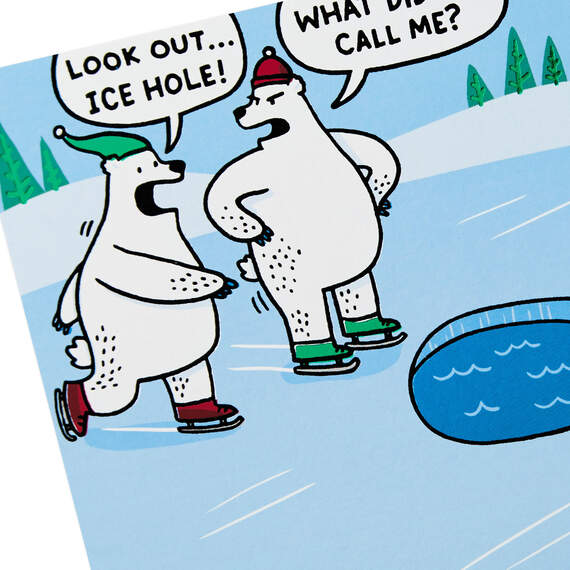 Ice Hole Skating Bears Funny Christmas Card, , large image number 4
