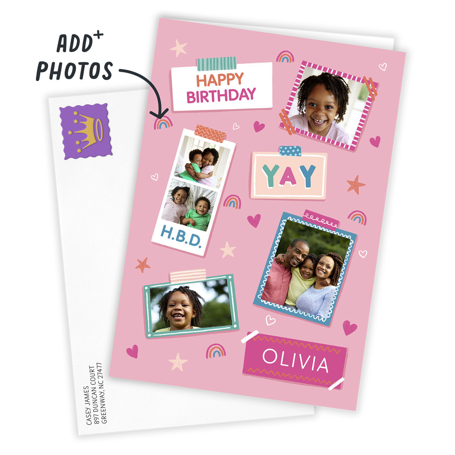 Pink Scrapbook Design Personalized Birthday Card Card Front with Envelope image number 2