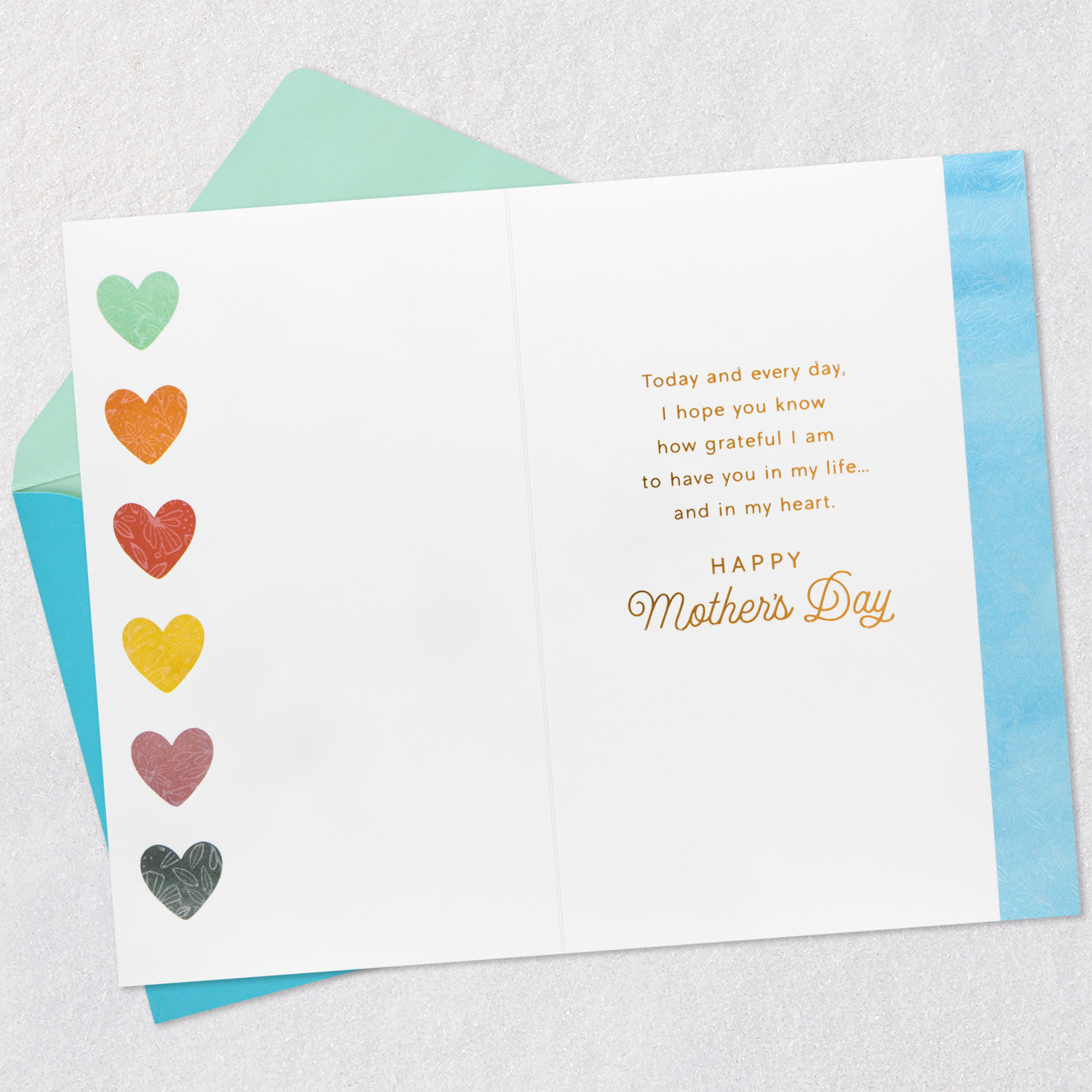 Colorful Hearts Mother's Day Card for Wife Open card with envelope image number 3