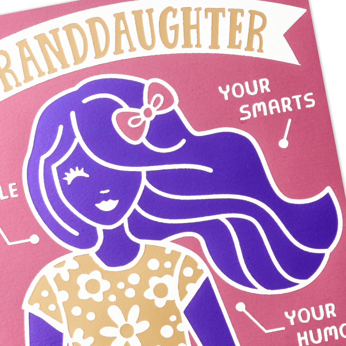 Girl in Floral Tee Granddaughter Birthday Card Card Front Detail image number 4