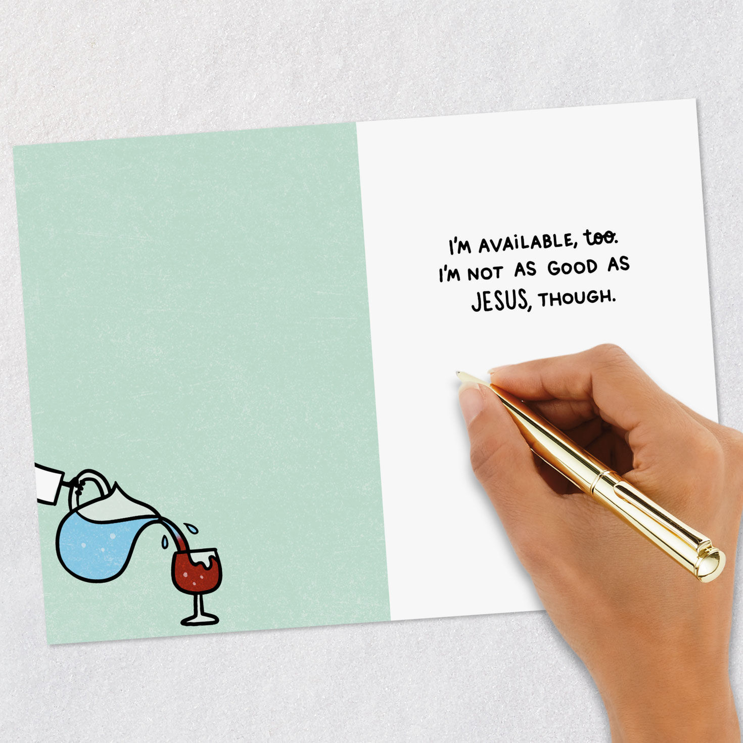 Jesus With Coffee Mug Funny Encouragement Card Signing card image number 6