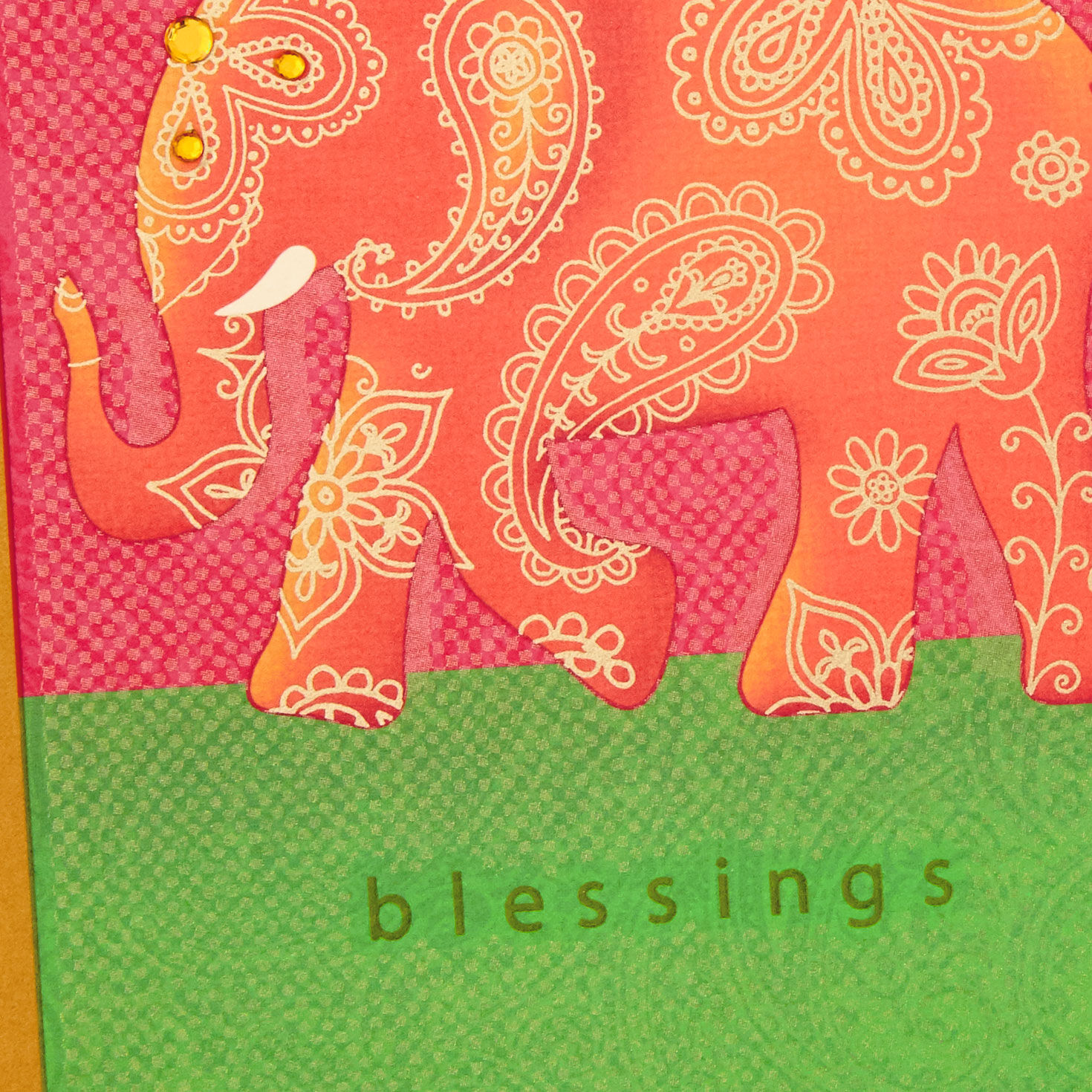 Blessings Paisley Elephant Blank Card, , large image number 3