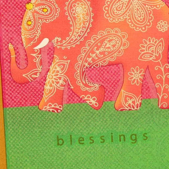 Blessings Paisley Elephant Blank Card, , large image number 3