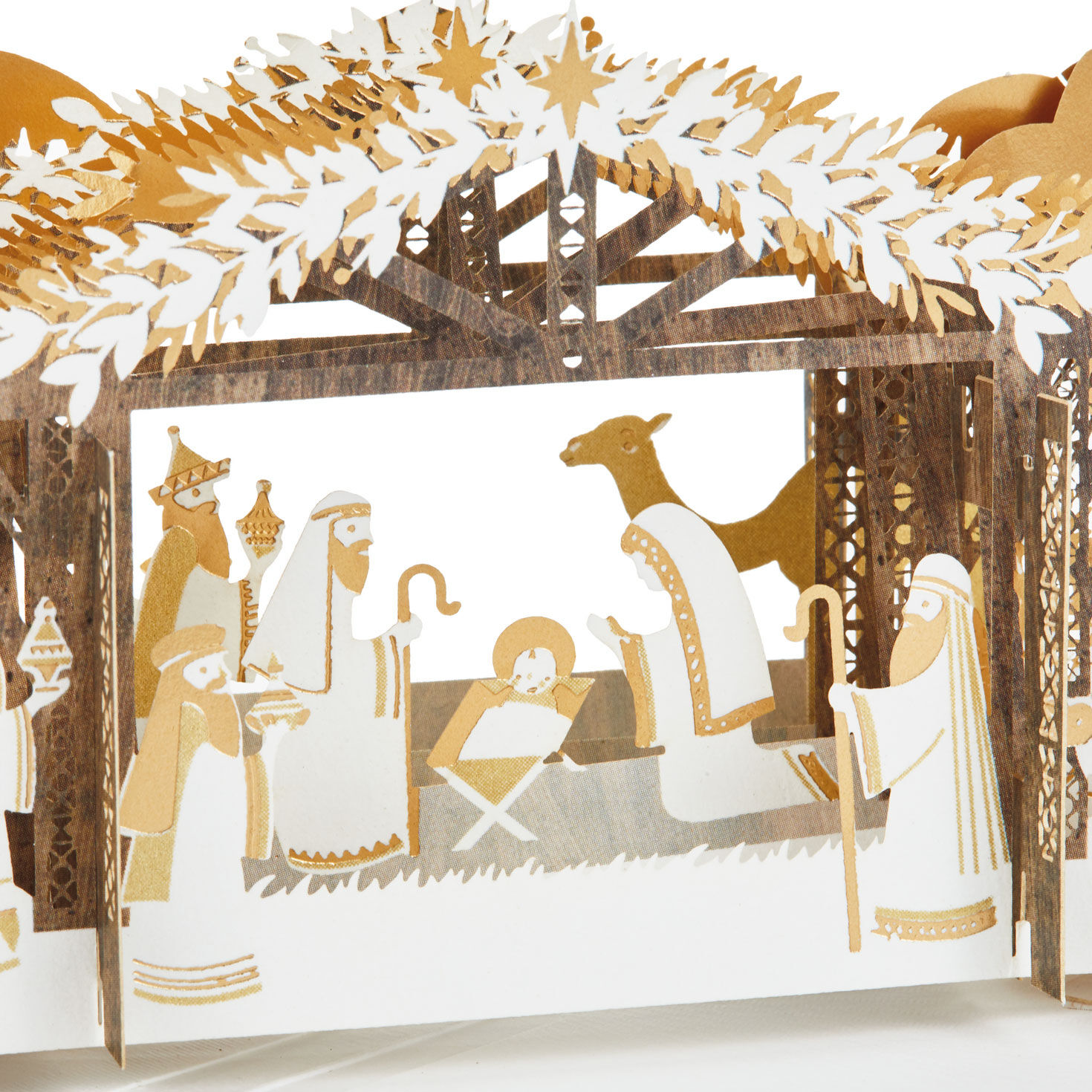 Gold Nativity 3D Pop-Up Christmas Card pop-up detail image number 4