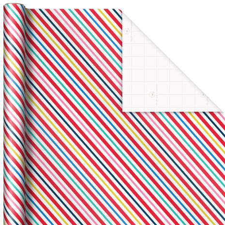 Multicolor Candy Cane Stripe Christmas Wrapping Paper, 45 sq. ft., , large