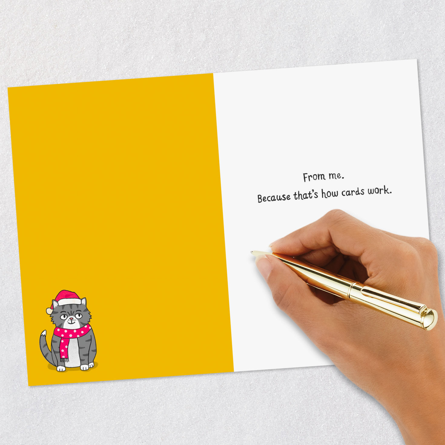 Gray Grumpy Cat Funny Christmas Card Signing card image number 6