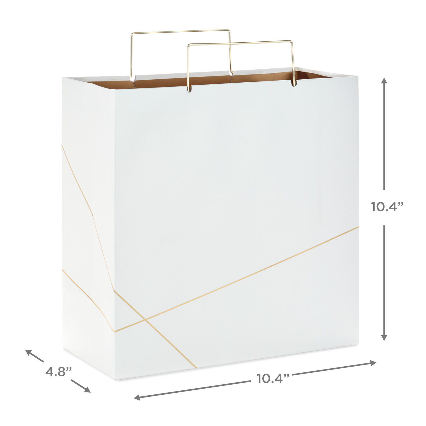 White With Gold Large Square Gift Bag, 10.4", , large image number 3