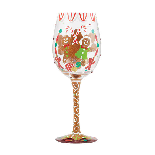 Lolita Gingerbread Joy Handpainted Wine Glass, 15. oz., 