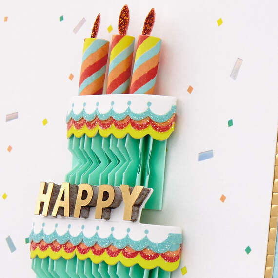3D Birthday Cake Happy Birthday Card, , large image number 4