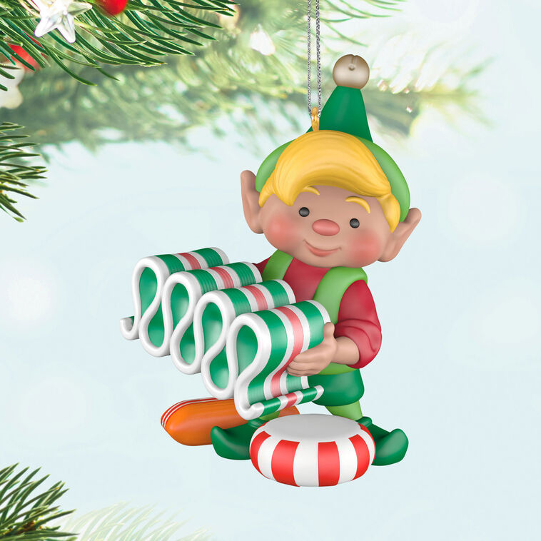 Elf With Vintage Candy Keepsake Ornament Hanging on tree image number 2