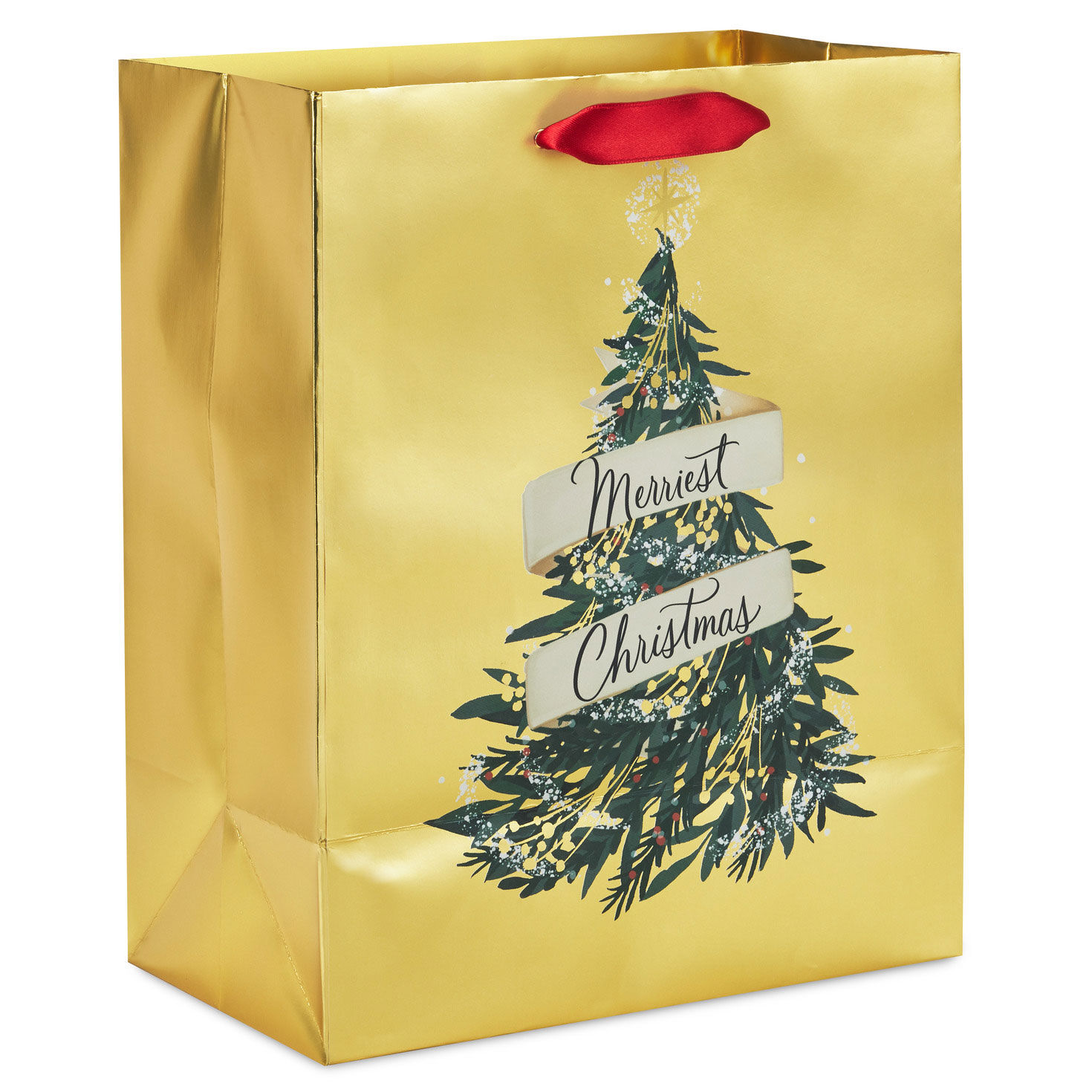 Evergreen Metallic Medium Christmas Gift Bag Back image number 6