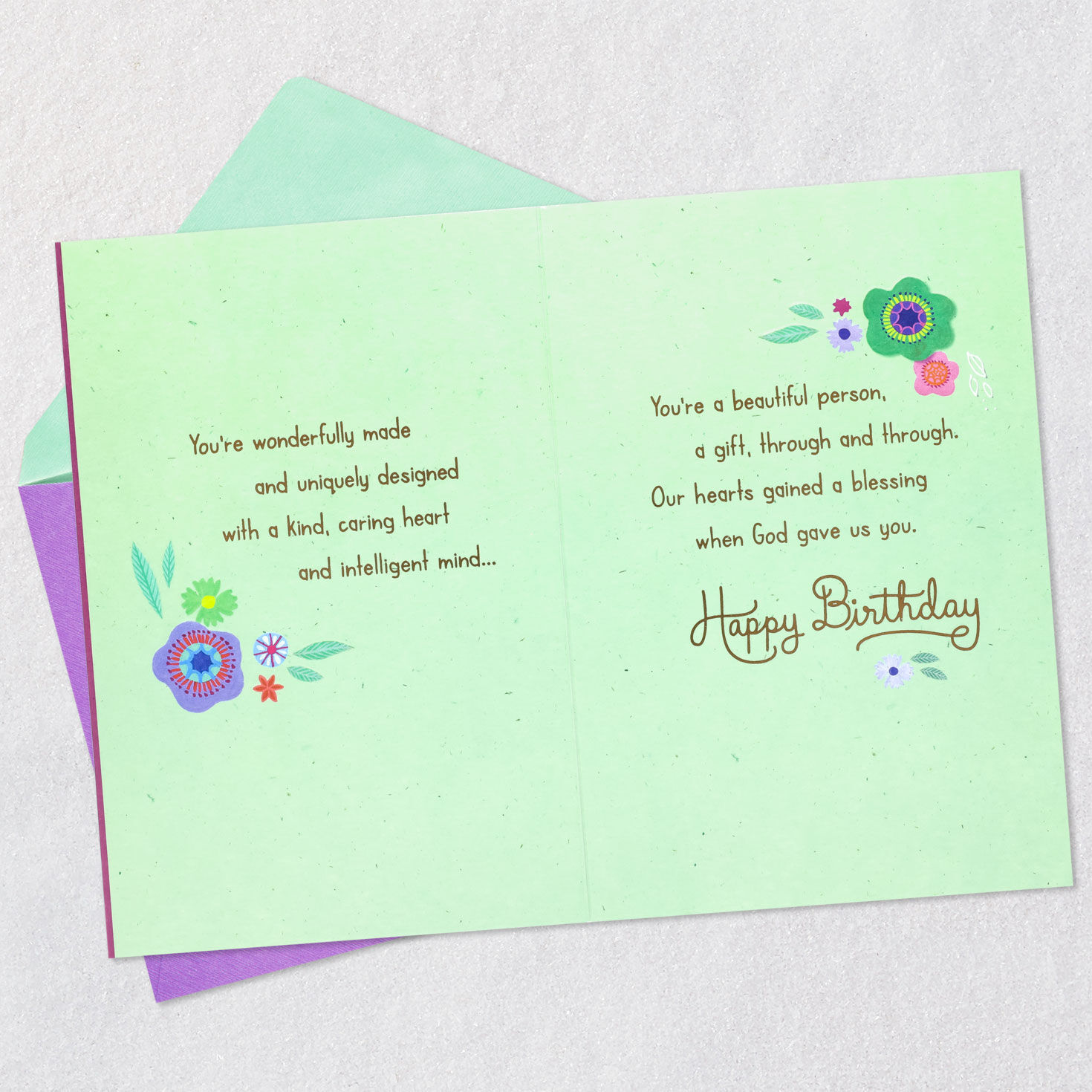 Floral Religious Birthday Card for Granddaughter Open card with envelope image number 4