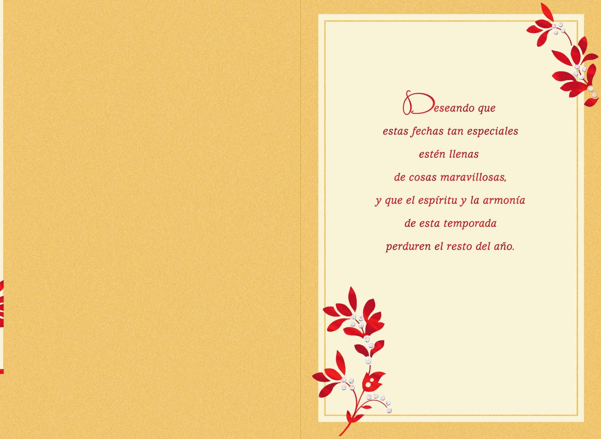 Poinsettias and Warm Wishes Spanish Christmas Card  Greeting Cards