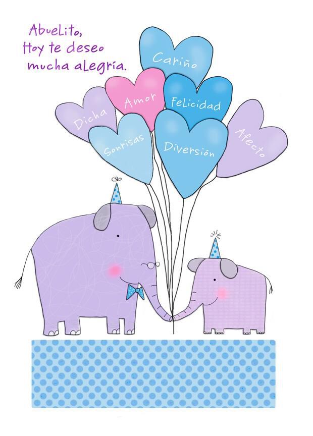 Elephants and Balloons Spanish-Language Grandpa Birthday Card