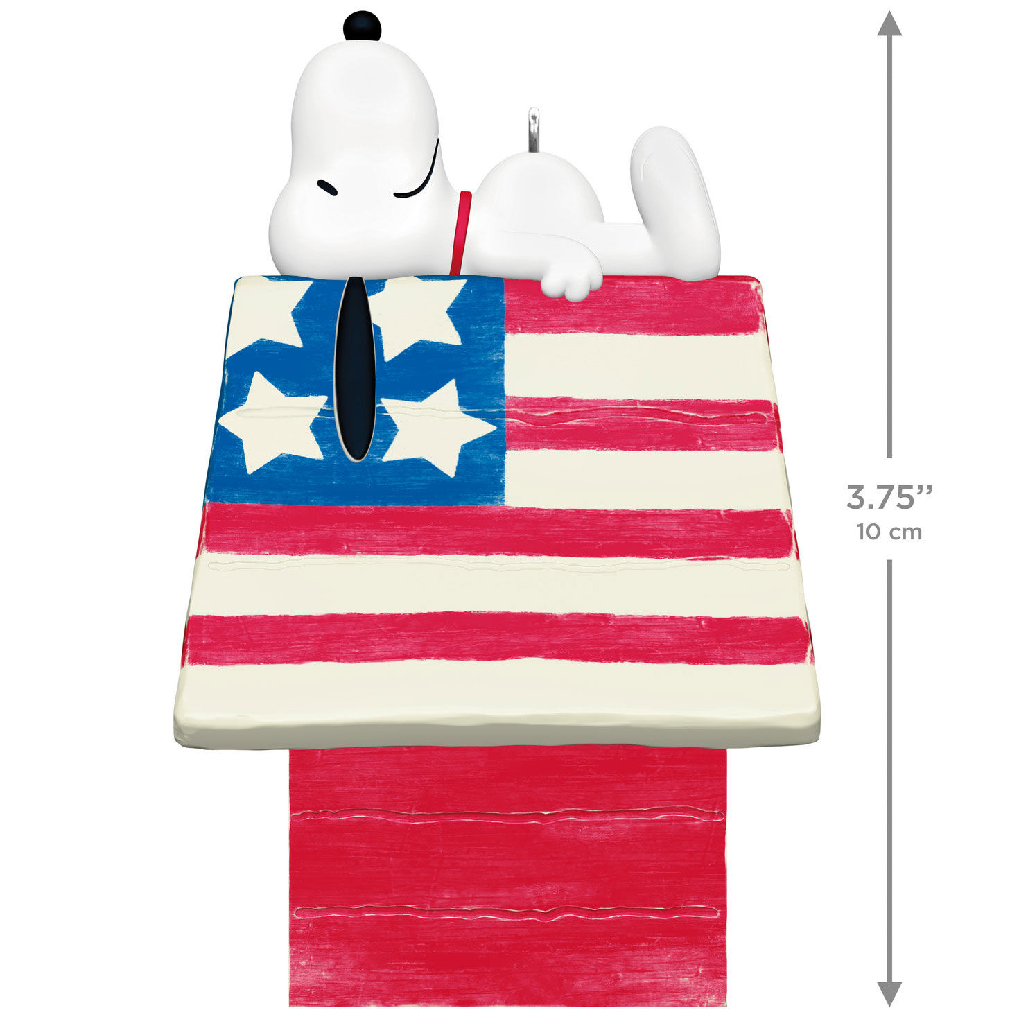 Snoopy on Patriotic Doghouse Keepsake Ornament measurement image number 3