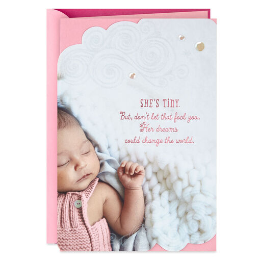 She's Tiny, But Don't Let It Fool You New Baby Girl Card, 