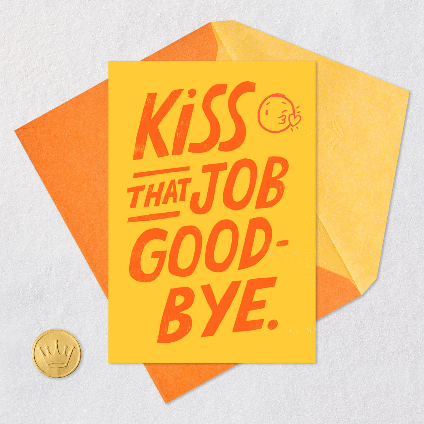 Adult Humor Flip Off Job Retirement Card Card Front with Envelope and Gold Seal image number 5