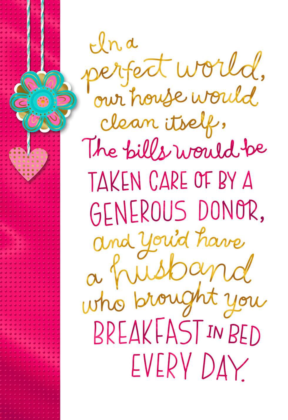 In a Perfect World Mother's Day Card From Husband