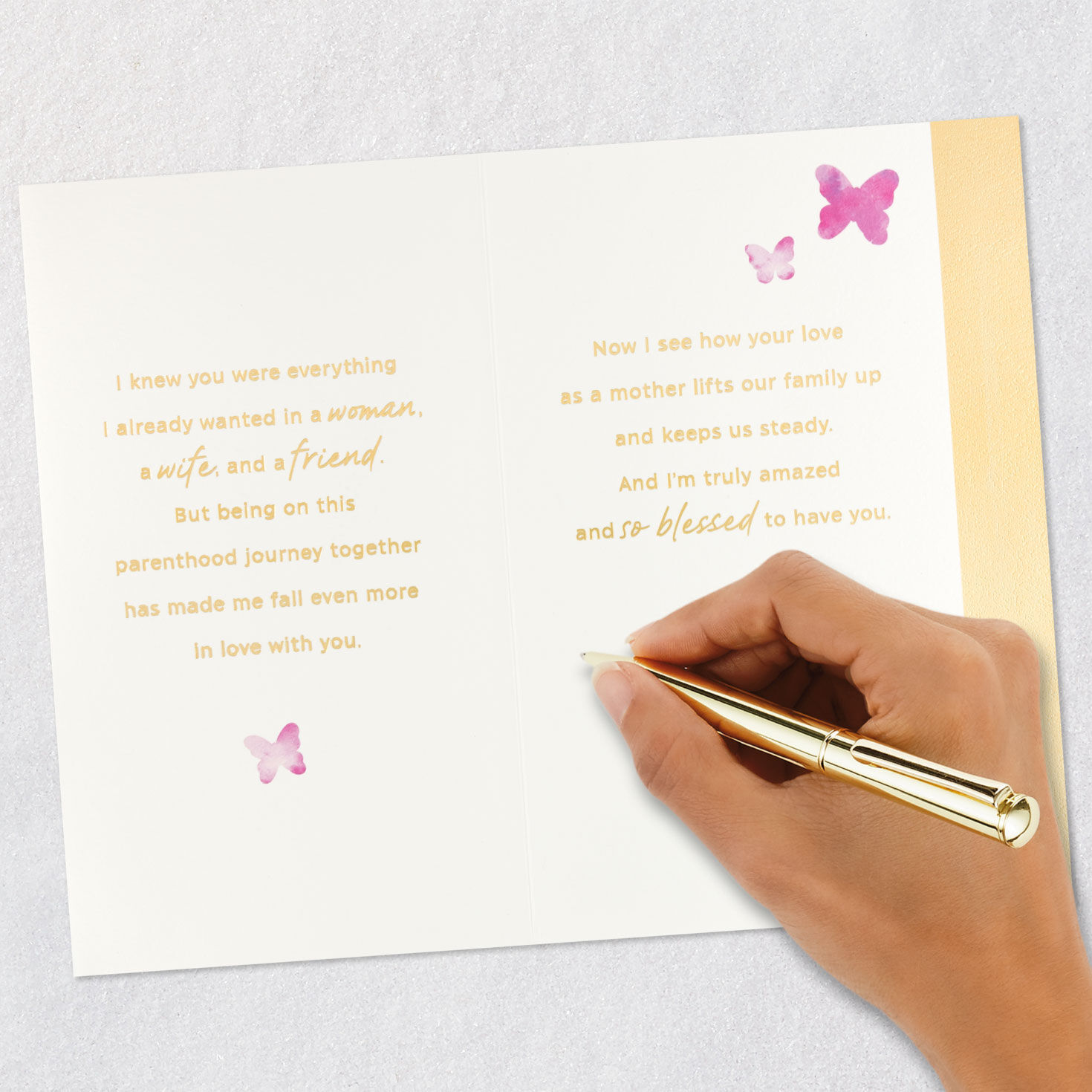 Pink Watercolor Butterfly Mother's Day Card for Wife Signing card image number 7