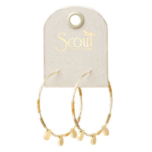 Chromacolor Miyuki Bead Neutral, Multicolor and Gold Large Hoop Earrings, 