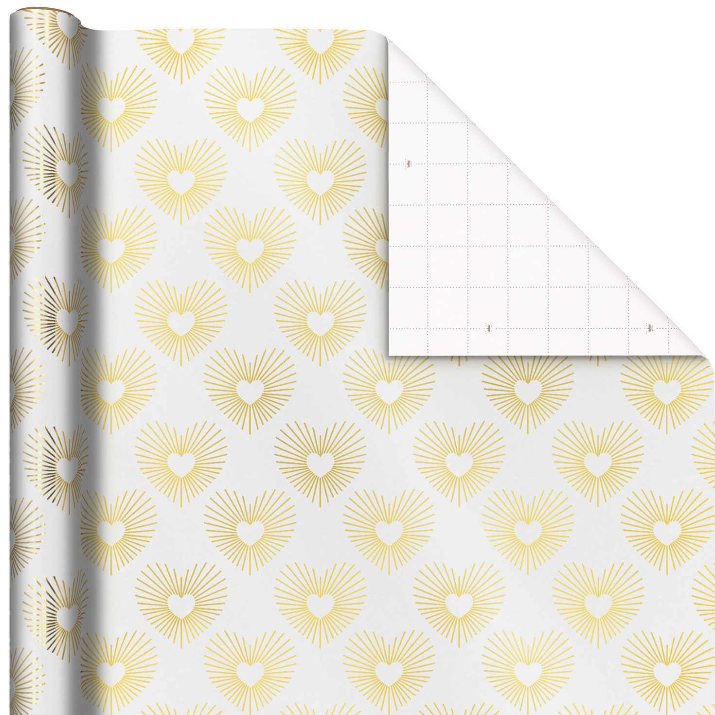 Pretty White Hearts Pattern Honey Yellow Wrapping Paper, Zazzle