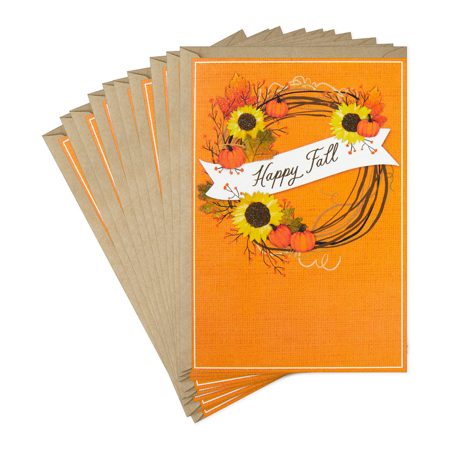 Cozy Grapevine Wreath Autumn Cards, Pack of 10