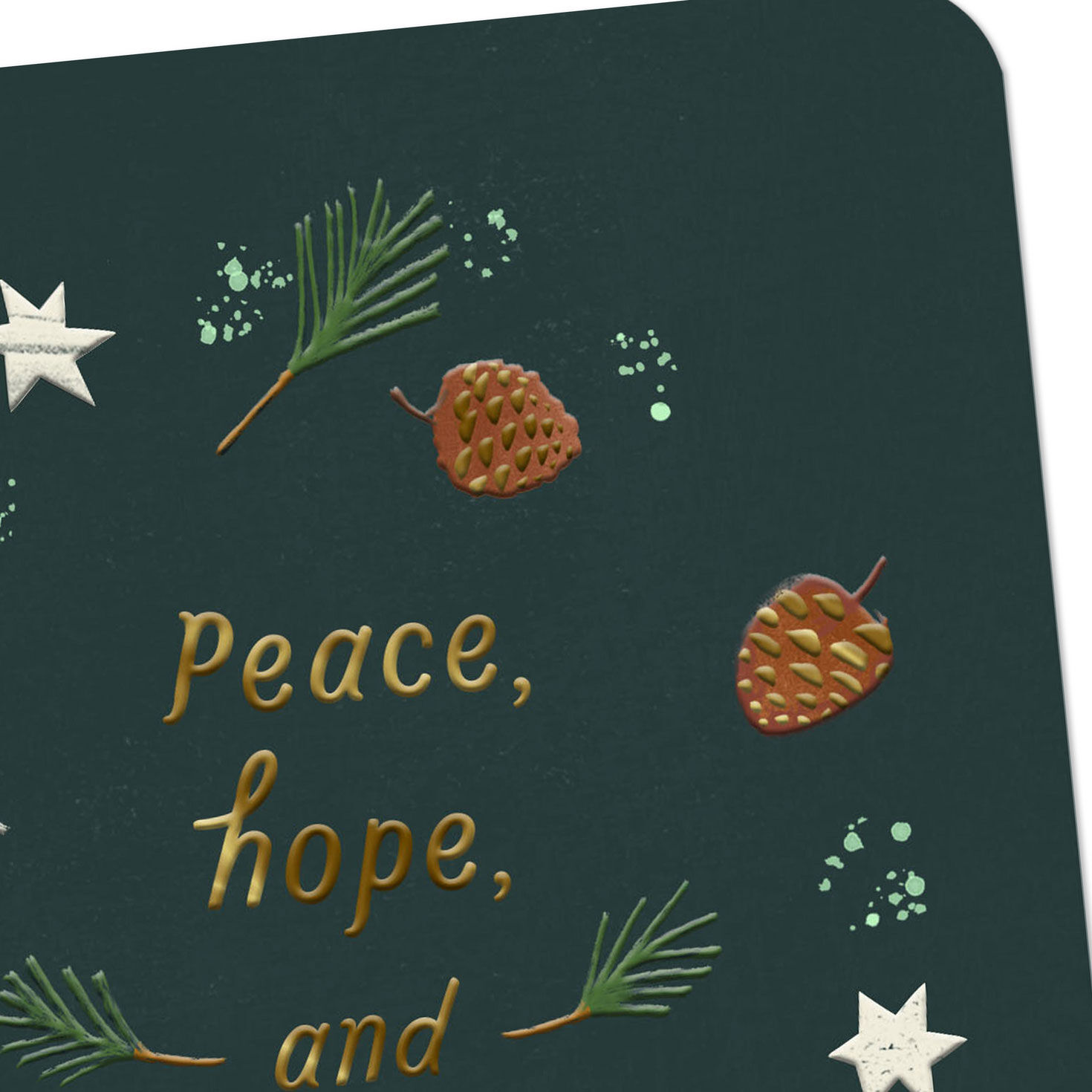 Pine Cones and Stars on Hunter Green Therapist Christmas Card Card Front Detail image number 4