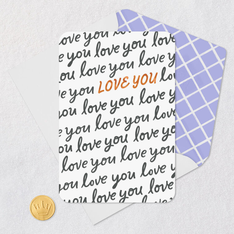 Love You Repeating Script Blank Card Card Front with Envelope and Gold Seal image number 4
