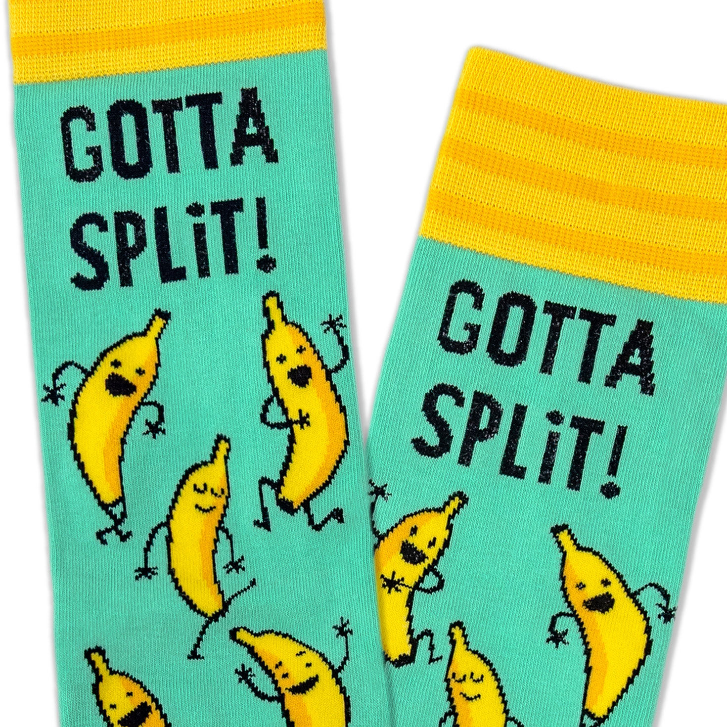 Gotta Split Bananas Funny Novelty Socks upclose view image number 3