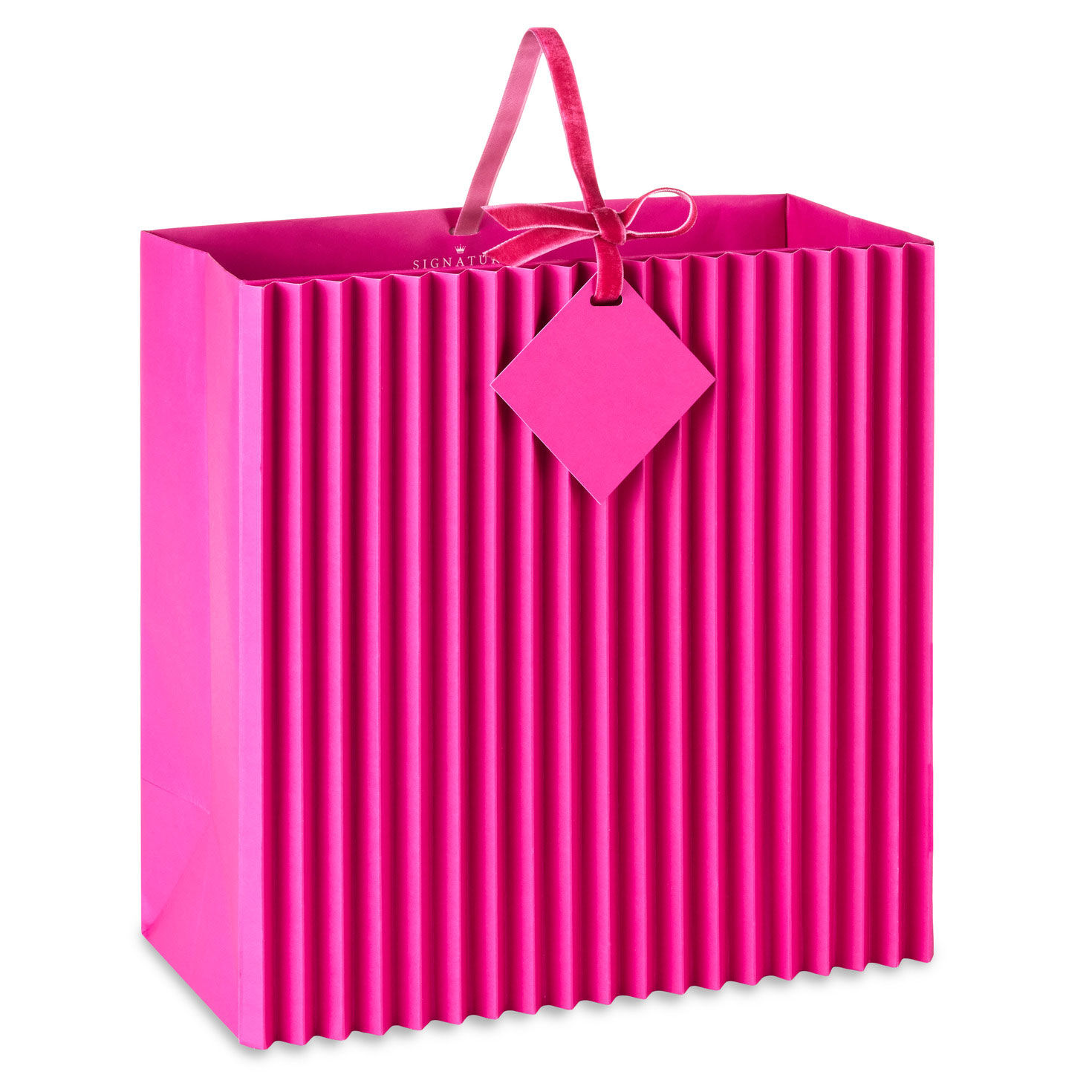 10.4" Pleated Pink Large Square Gift Bag