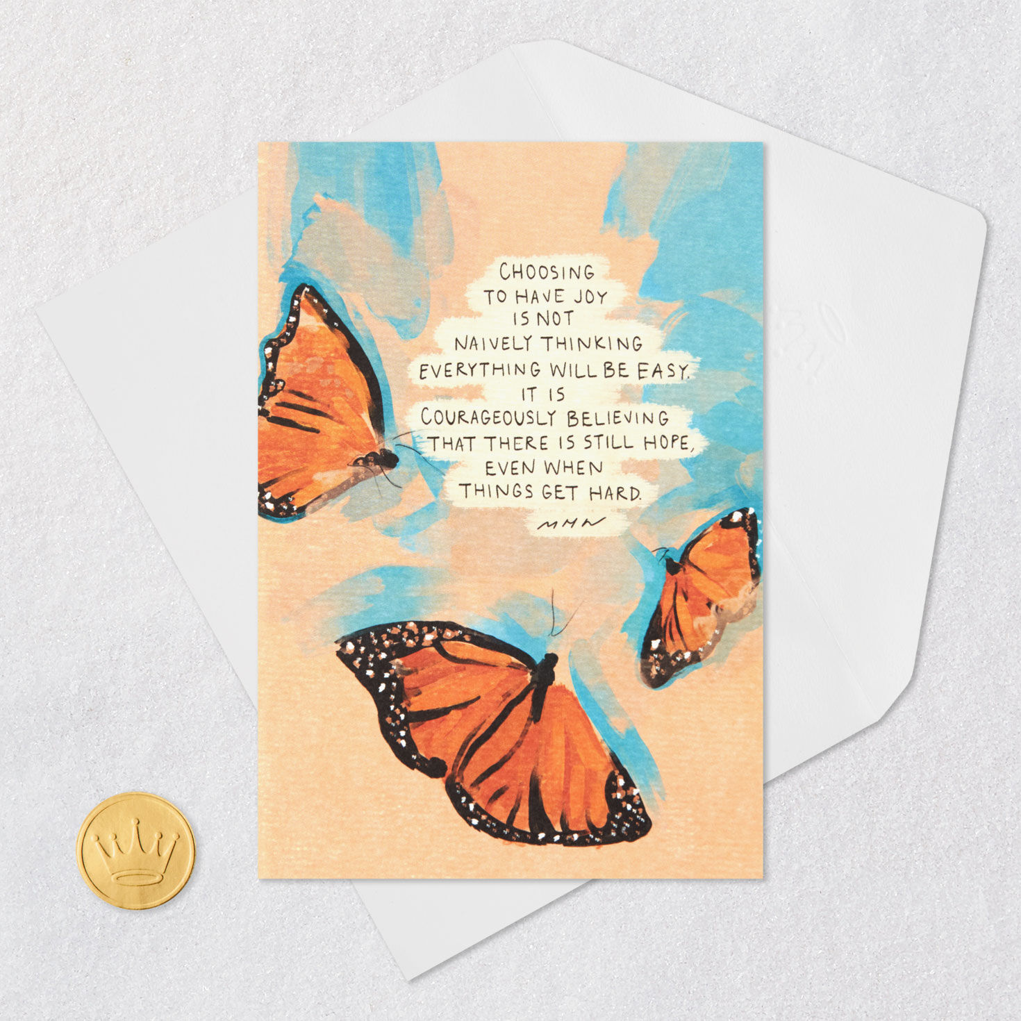 Morgan Harper Nichols Butterflies Joy and Hope Card Card Front with Envelope and Gold Seal image number 5