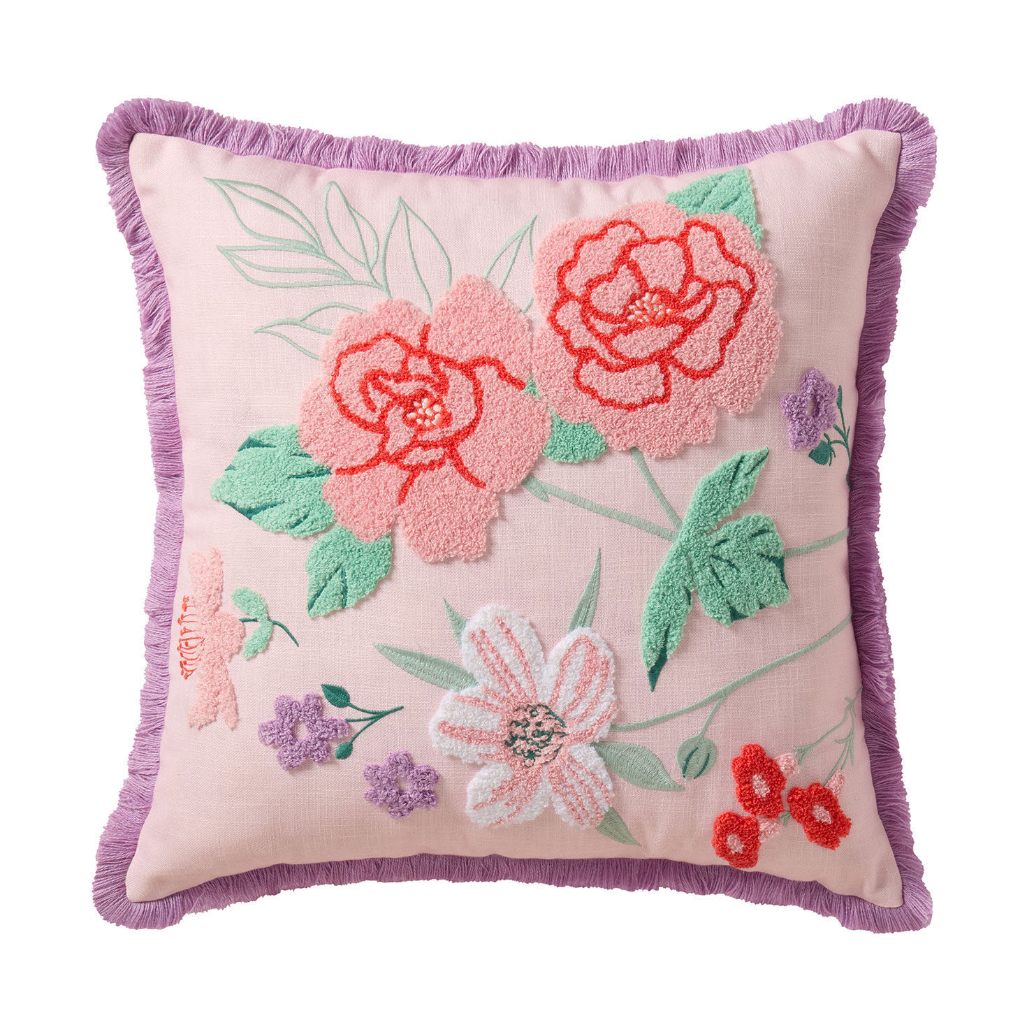 Textured Flowers on Pink Reversible Pillow, 18x18