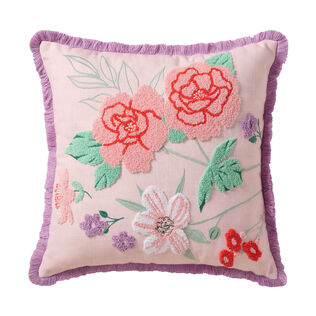 Textured Flowers on Pink Reversible Pillow, 18x18