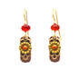 Silver Forest Red and Gold Flower Layered Metal Earrings, , large image number 1
