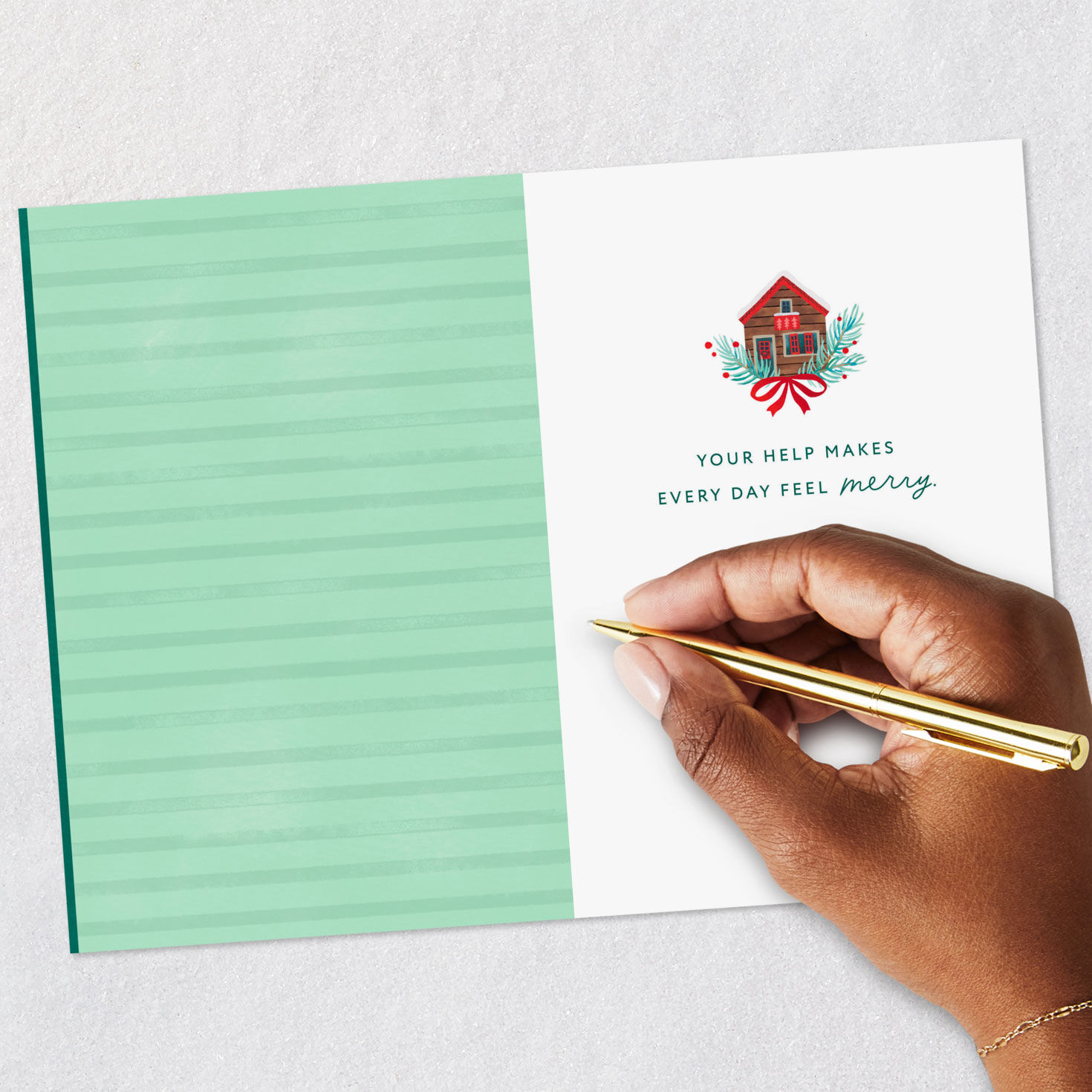 Wreath and Cottage Housekeeper Christmas Card Signing card image number 6