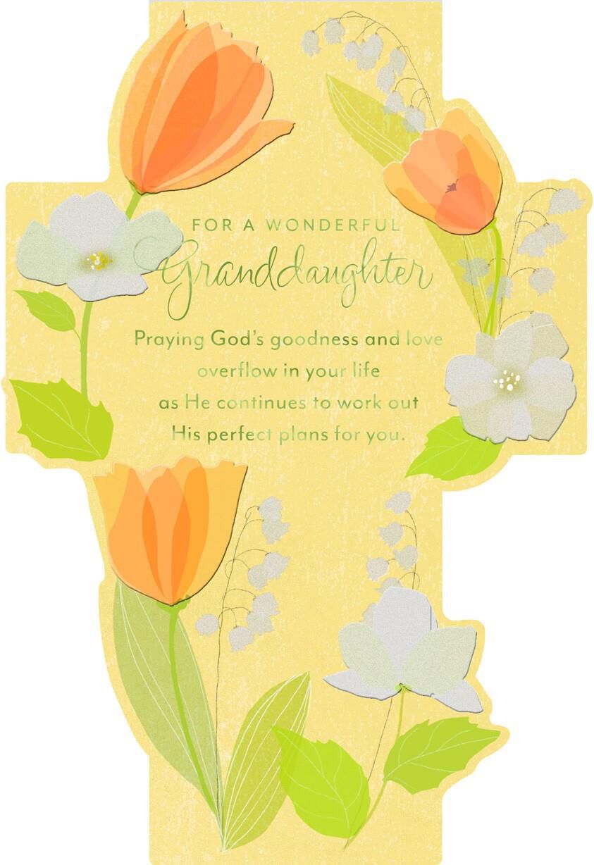 Tulip Flowers and Cross Confirmation Card for Granddaughter