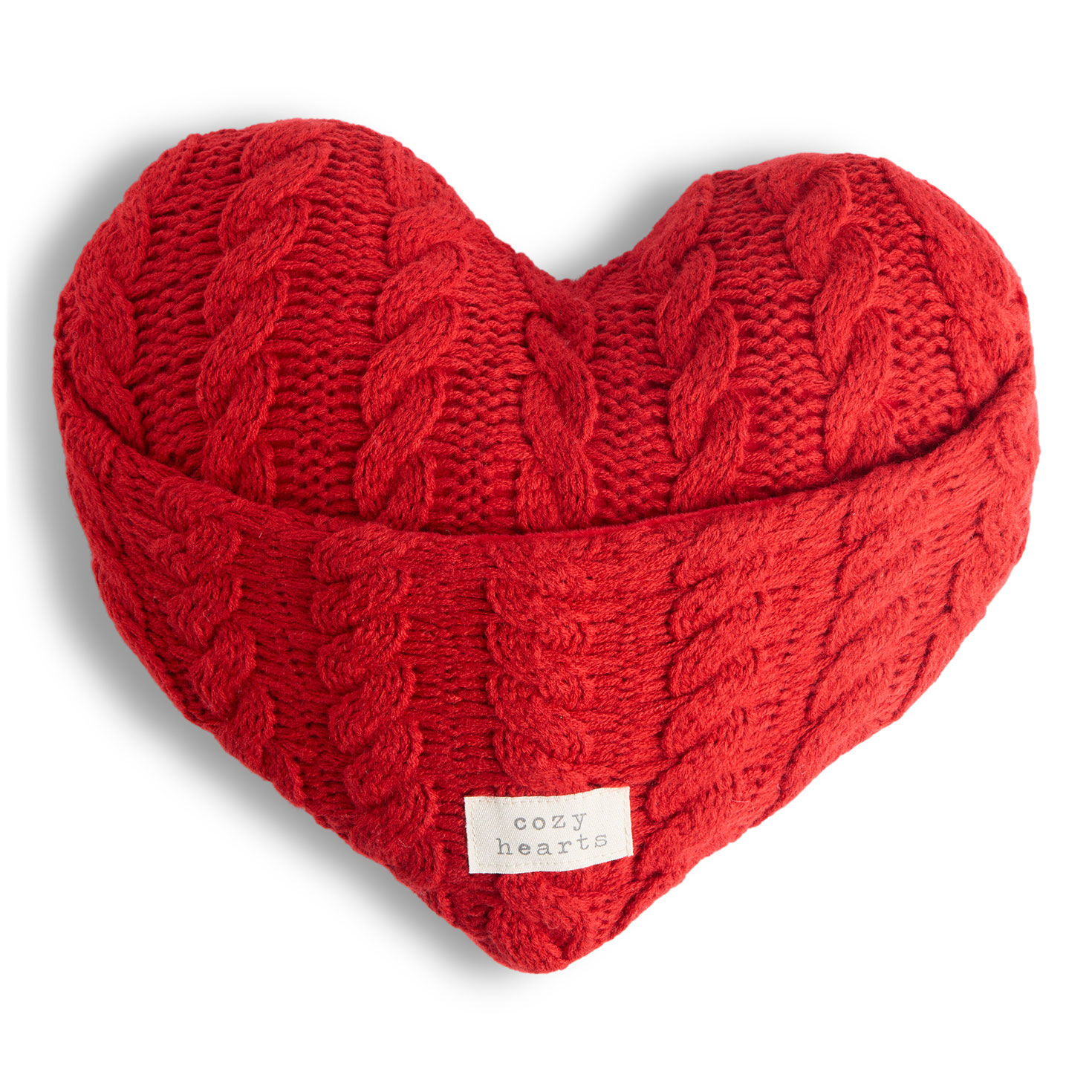 Demdaco Red Cable Knit Warm Heart Pocket Pillow