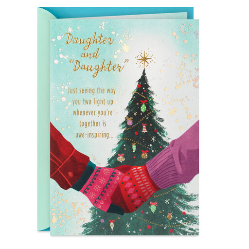 You Light Up Together Christmas Card for Daughter and Partner, 