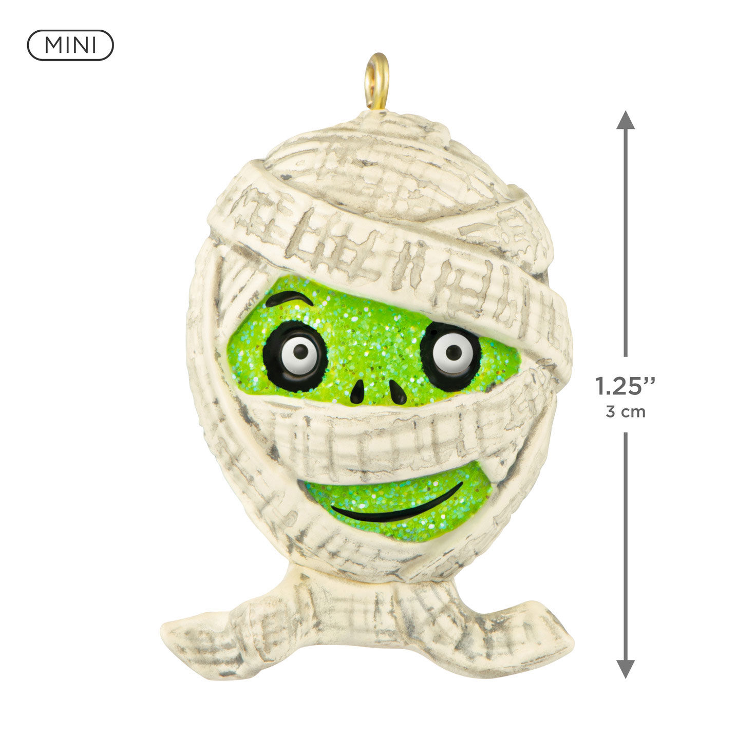 Green Mummy Head Keepsake Ornament measurement image number 2