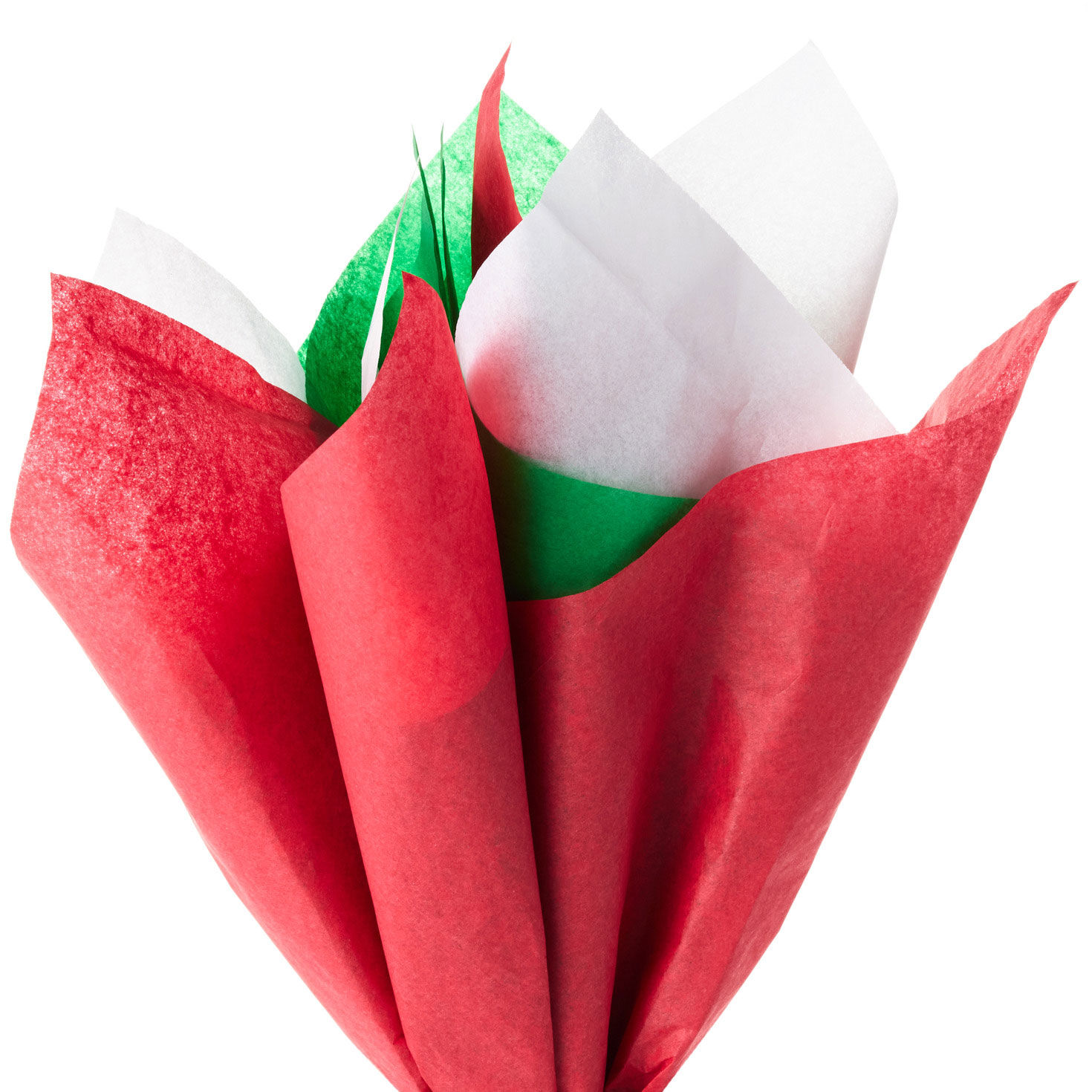 Solid Red, Green, White Holiday Tissue Paper Pack fan image number 2
