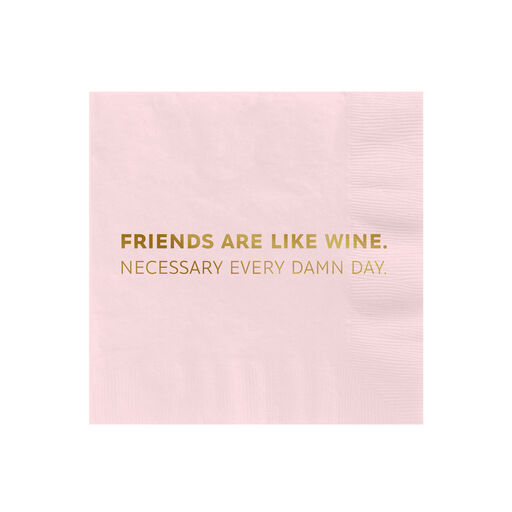 Soft Pink "Friends Are Like Wine" Cocktail Napkins, Set of 16, 