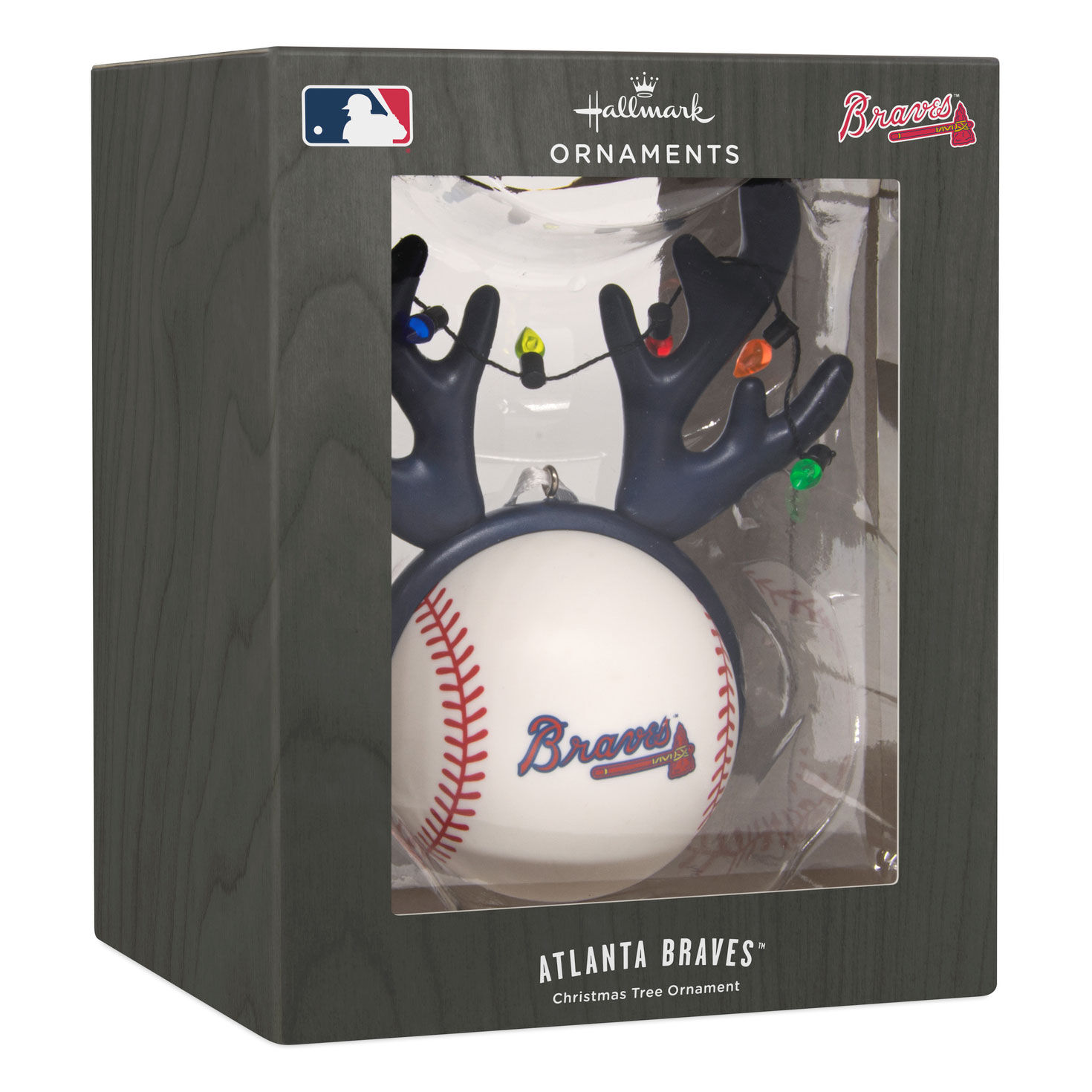 Braves Reindeer Baseball Christmas Ornament package front image number 7