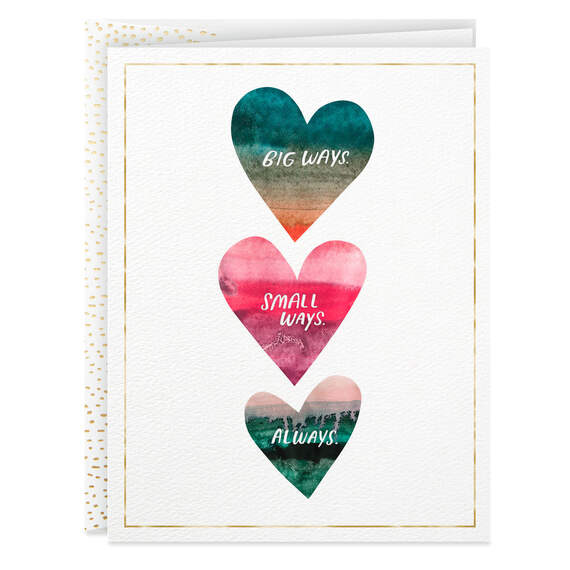 Watercolor Hearts Love Card, , large image number 1